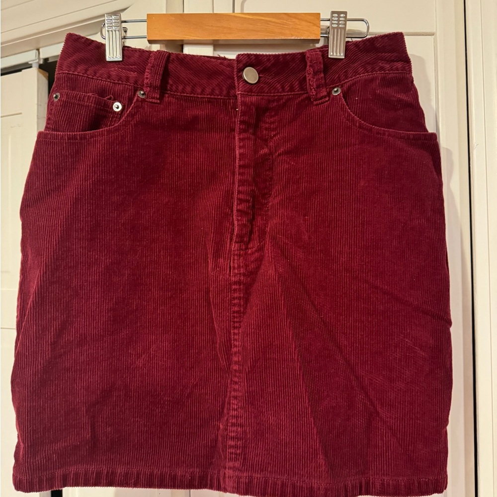 ASOS red cord mini skirt, UK sz 10 / US sz 4